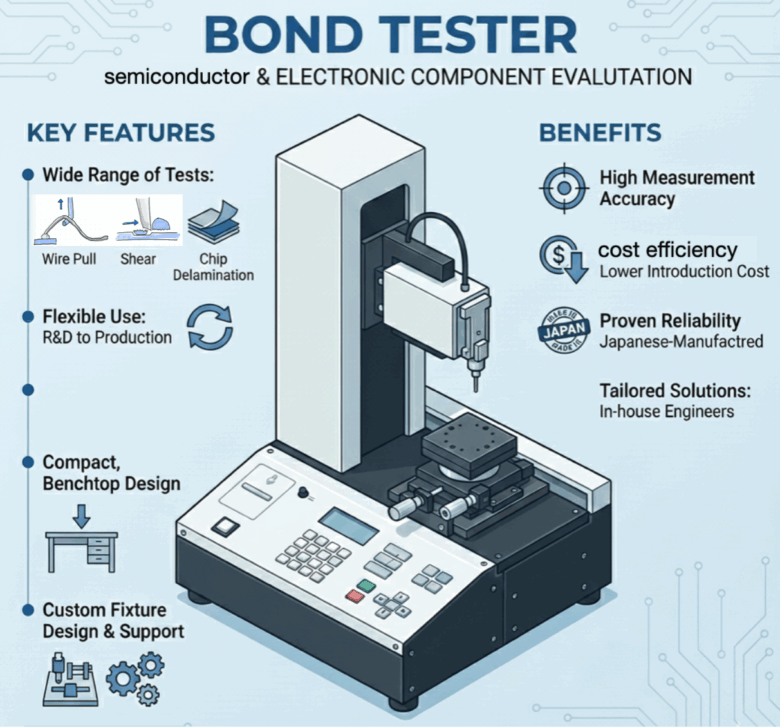 ボンドテスターのイラスト。特徴とベネフィットをまとめた。