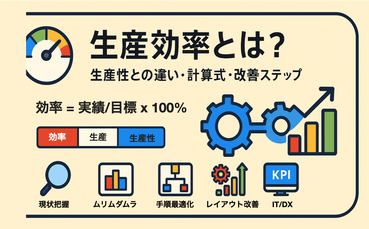 生産効率とは？生産性との違い、計算方法、向上させる方法を解説