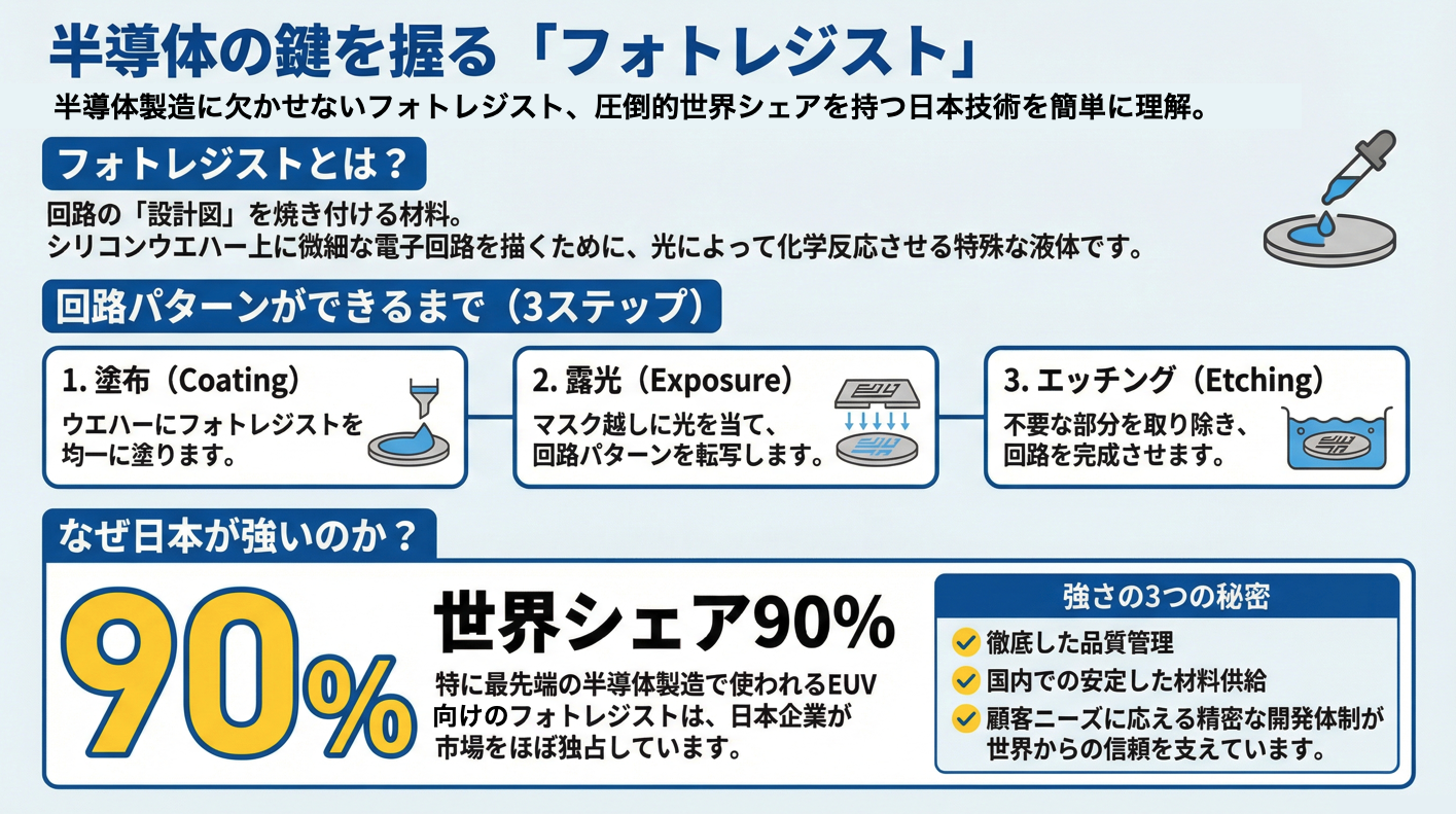 フォトレジストとは？半導体製造の鍵を握る日本の高性能技術を解説